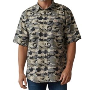 Dickies Green Camo Short Sleeve Cotton Blend Shirt Size 2XL